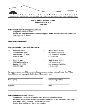 Preschool Permission Form