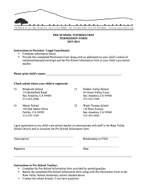 Preschool Permission Form