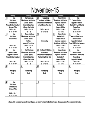 School Lunch Order Form
