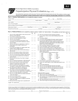Florida High School Athletic Association Preparticipation Physical Evaluation