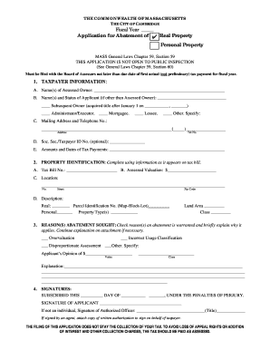 Massachusetts Real Property Abatement Application