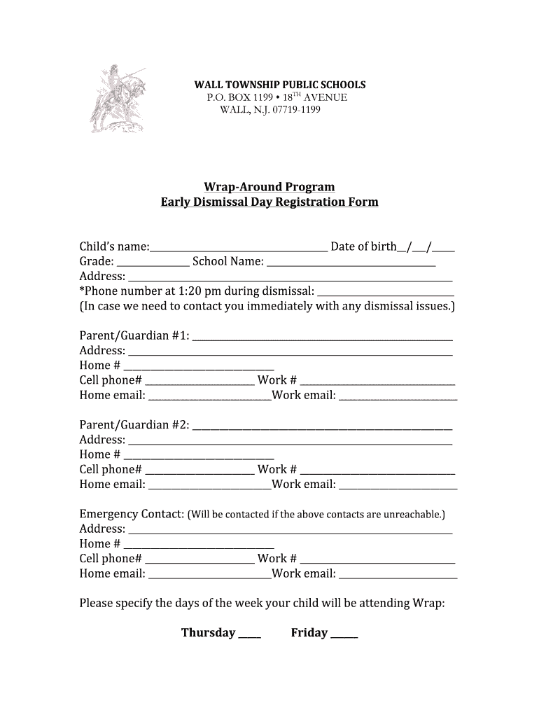 Fillable Online www2 wall k12 nj WALL TOWNSHIP PUBLIC SCHOOLS PO BOX wallk12njus Fax Email