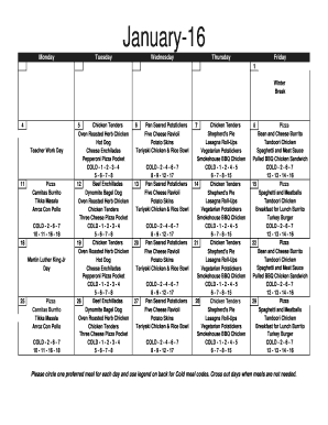 School Lunch Order Form