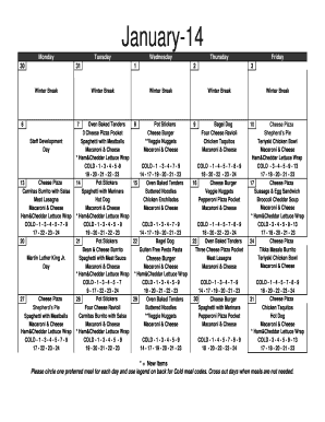 School Lunch Order Form