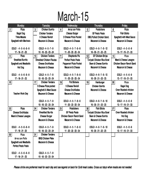 School Lunch Order Form