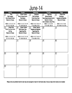 School Lunch Order Form