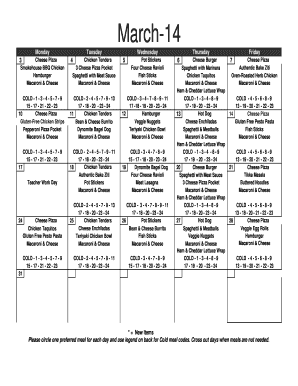 School Lunch Order Form