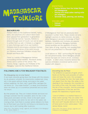 Madagascar Folktale Lesson Plan