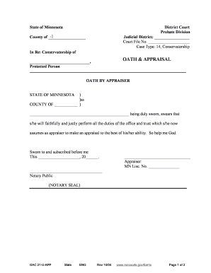 Minnesota Conservatorship Appraisal Form