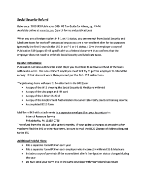 IRS Form 843 for Social Security Refund