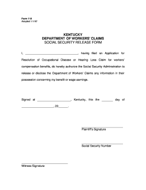 Kentucky Social Security Release Form