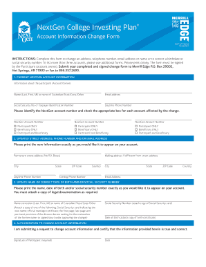 NextGen College Investing Plan Account Information Change Form