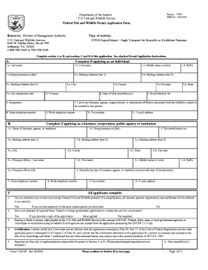 Federal Fish and Wildlife Permit Application