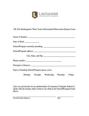 PK Information Release Form