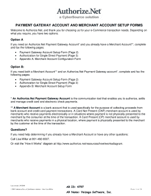 Authorize.Net Payment Gateway Account Setup Form
