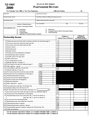 New Jersey Partnership Return Form NJ-1065