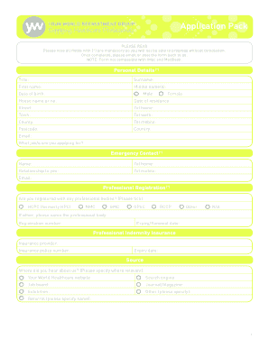 UK Healthcare Job Application Form