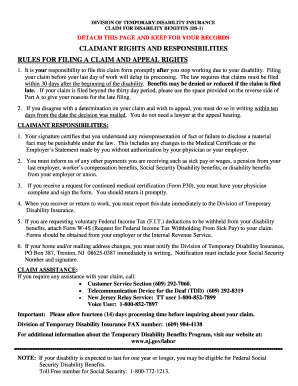 New Jersey Disability Benefits Claim Form DS-1