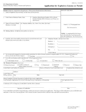 ATF Explosives License or Permit Application