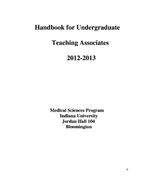 Handbook for Undergraduate Teaching Associates 20122013 Medical Sciences Program Indiana University Jordan Hall 104 Bloomington 0 Table of Contents SECTION I: PROGRAM GUIDELINES A - bloomington medicine iu