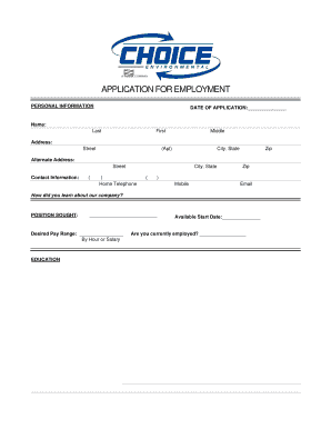 Employment Application Form