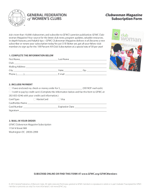 GFWC Clubwoman Magazine Subscription Form