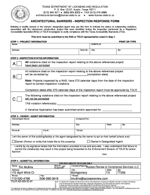 Texas Architectural Barriers Inspection Response Form