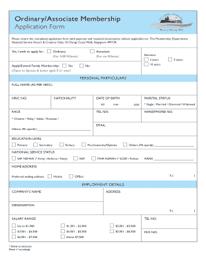 National Service Resort Membership Application Form
