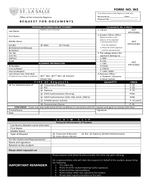 University Student Document Request Form