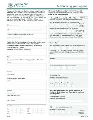 UK Tax Agent Authorization Form