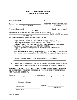 Washington Name Change Petition