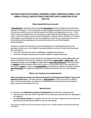 Florida Relocation Long Distance Parenting Plan