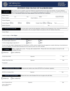 Petition for Change of Major/Degree