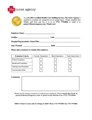 Healthcare Employee Evaluation Form
