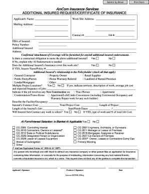 Additional Insured Request Form