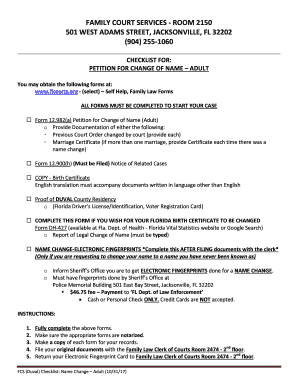Florida Adult Name Change Checklist