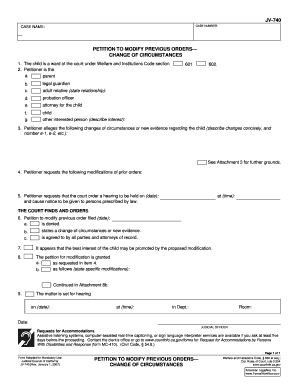Petition to Modify Previous Orders