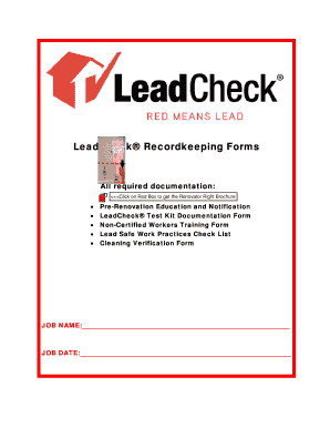LeadCheck® Recordkeeping Forms