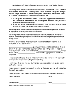 Hemoglobin and Lead Testing Consent Form