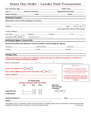 Lender Paid Transaction Form