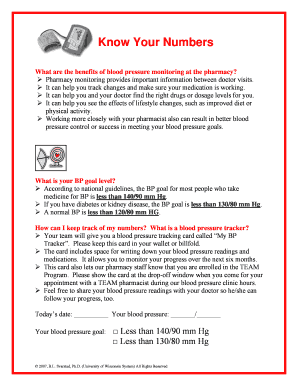 Blood Pressure Tracker Card