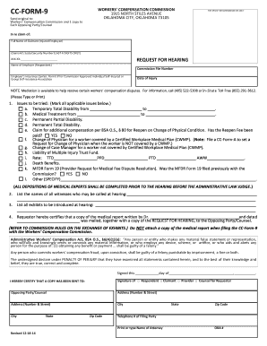 Oklahoma Workers' Compensation Hearing Request