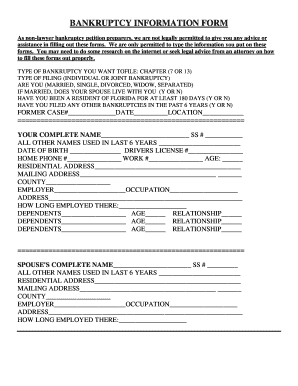Bankruptcy Information Form
