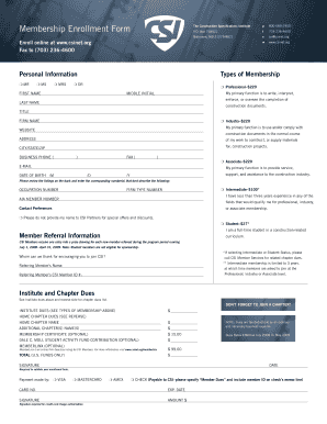 Construction Specifications Institute Membership Enrollment Form