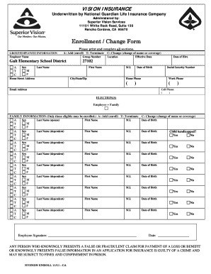 Vision Insurance Enrollment Form