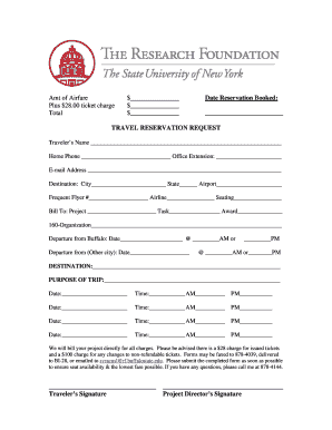 Travel Reservation Request Form