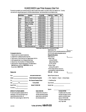 Brother HL2400C/2400CN Printer Accessory Order Form