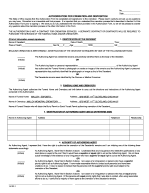 Authorization for Cremation and Disposition