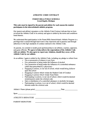 Athletic Code Contract
