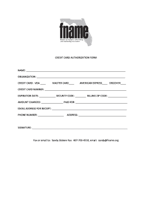 Credit Card Authorization Form